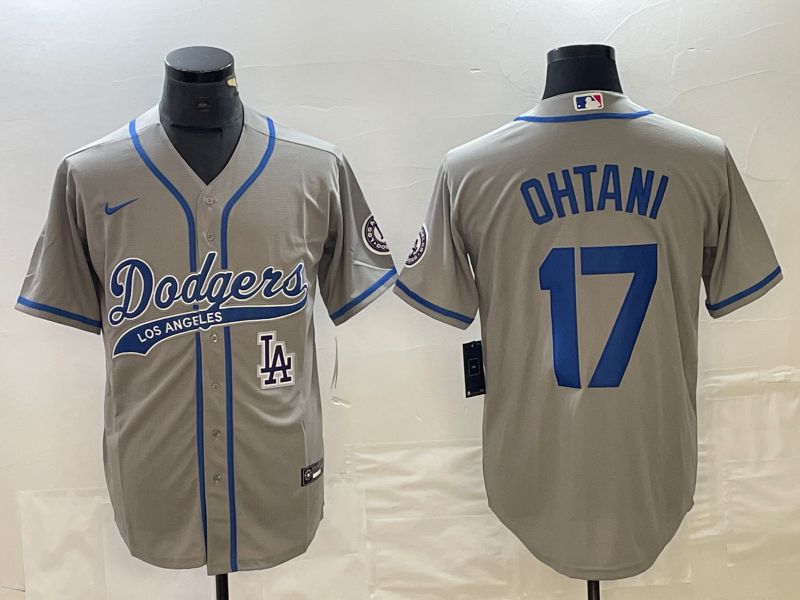 Men Los Angeles Dodgers #17 Ohtani Grey Nike Game MLB Jersey style 9